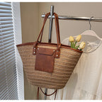 Handmade Beach Vacation Straw Woven Bag For Women Single-Shoulder Summer Straw Beach Bags Shopper Baskets Bohemian Large Tote Ba