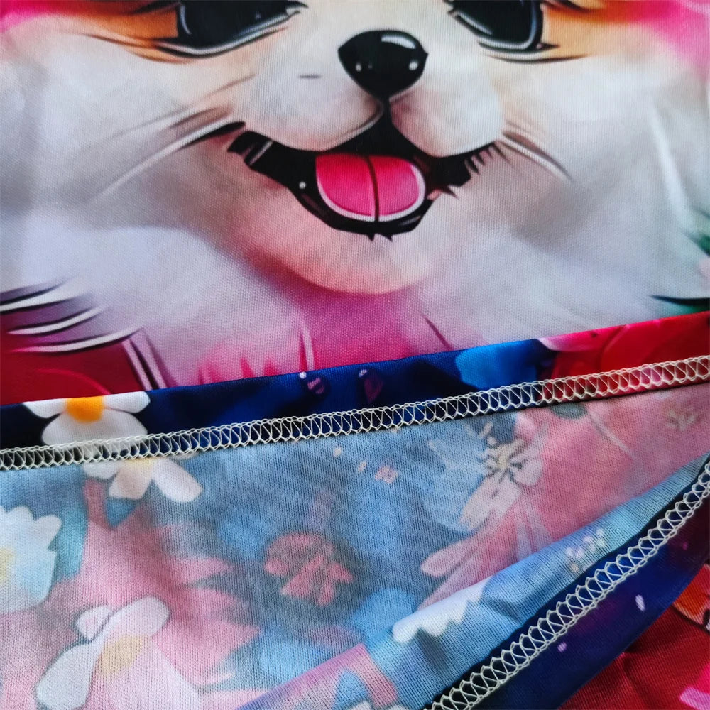 3D Cat Graphic T Shirts Autumn Clothing for Girls O-Neck Streetwear Top Long Sleeve T-Shirt Cartoon Animal Children's T-Shirts
