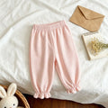 2026 Summer New Girls Solid Mosquito Proof Pants Children Casual Pants Baby Girl Lace Lantern Pants Toddler Cotton Trousers