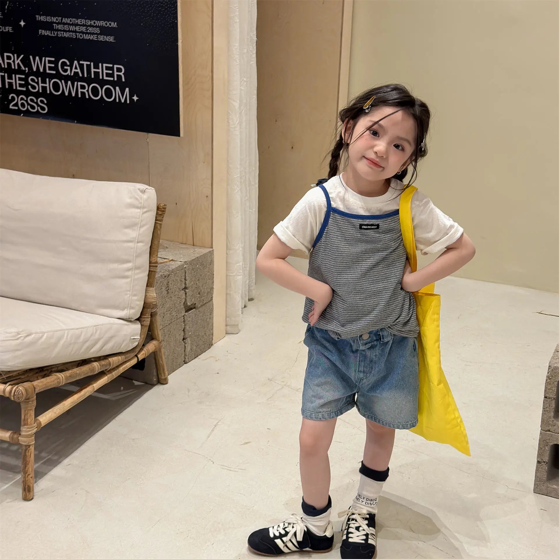 2026 Summer New Children Sleeveless T Shirts Cute Girls Bottoming Shirts Cotton Baby Girl Striped Sling Vest Kids Clothes