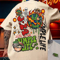 Men's Summer 100% Cotton Fashion Casual Sports Loose Graffiti Letter Print Round Neck Short Sleeve T-shirt Top
