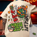 Men's Summer 100% Cotton Fashion Casual Sports Loose Graffiti Letter Print Round Neck Short Sleeve T-shirt Top