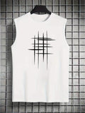 Men's summer casual sports fitness loose and simple graphic print comfortable and breathable round neck sleeveless vest