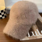 Rabbit Hair Baseball Hat Winter New Solid Color Warm Duck Tongue Hat Women's Autumn and Winter Plush Cold and Sunshade Hat