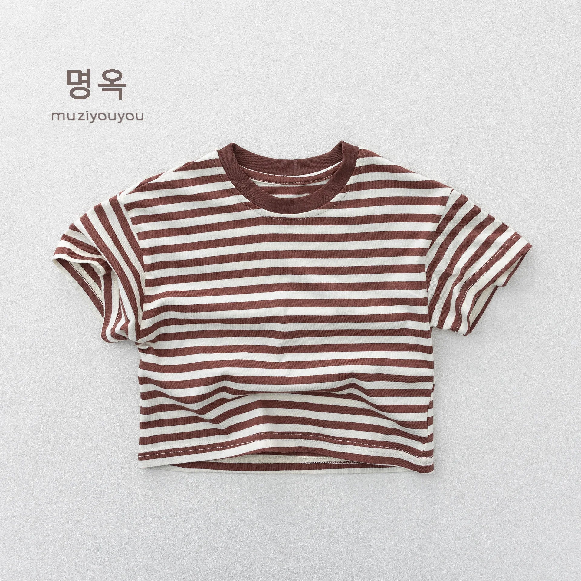 2026 Summer New Children Short Sleeve T Shirts Boys Casual Striped Tee Toddler Girls Cotton Loose Tops Kids Clothes