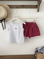 2026 Summer New Girls Sleeveless T Shirts Baby Girl Cute Lace Vest Cotton Striped Toddler Thin Breathable Tops Kids Clothes