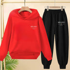 Two-piece Children's Sportswear Set with Cute Patterns Autumn Winter Includes Hoodies Pullovers Trousers Boys Girls Aged 3 to 13