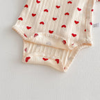 2026 Summer New Baby Sleeveless Sling Bodysuit Cute Infant Girl Heart Print Jumpsuit Cotton Toddler Sling Newborn Clothes 0-24M
