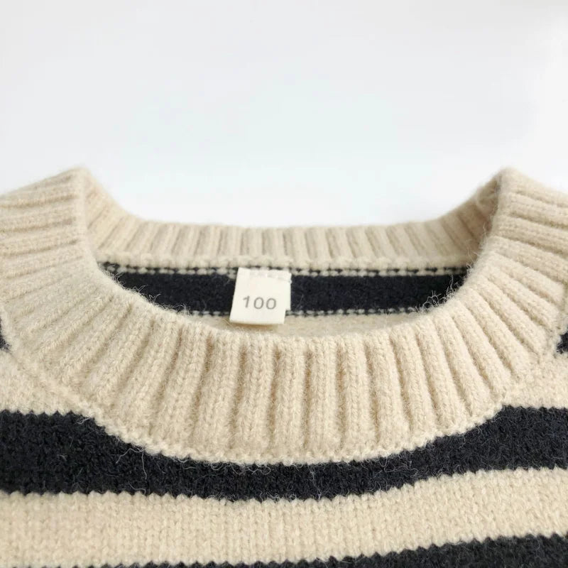 Autumn Baby Boys Striped Sweater Vest Children Cotton Cashmere Pullovers Waistcoat Kids Clothes Toddler Girls Sleeveless Sweater