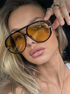 Vintage Retro Metal Double Bridges Round Sunglasses Women Brand Fashion Punk Gradient Shades Trending Sun Glasses Eyewear UV400