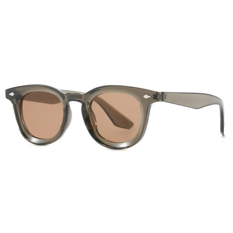 Vintage Punk Square Sunglasses Women Brand Fashion Concave Sun Glasses Men Shades UV400 Olive Green Leopard Rivets Eyewear