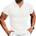 Men's Slim Fit V-Neck Ribbed T-Shirt 2025 Summer Casual Short Sleeve Muscle Fit Tops Streetwear Fashion Bodycon Tees