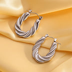 Retro Ins Style Women's Geometric Patterned Titanium Steel Hairpin Earrings Versatile Twist Design Fashionable Accessory