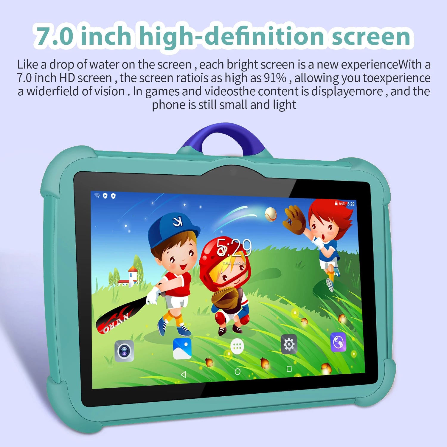 [New Arrivals] Kids Tablet 7 inch Android 13 Bluetooth WiFi HDScreen with Protective Case Parental Control System Dual Cameras Pre Installed Educational Apps Ideal Learning Tablet for Boys and Girls Pink Blue Best Gift For Ki