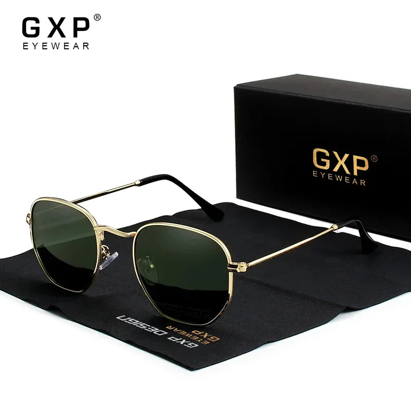 GXP Fashion Anti-glare Sunglasses Men Polygon Retro Sunscreen Glasses Leisure Glasses Outdoor Polarized Driving Eyewear UV400