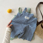 2026 Summer New Children Loose Casual Overalls Toddler Girls Sling Jumpsuit Cotton Boys Thin Striped Strap Shorts Kids Clothes