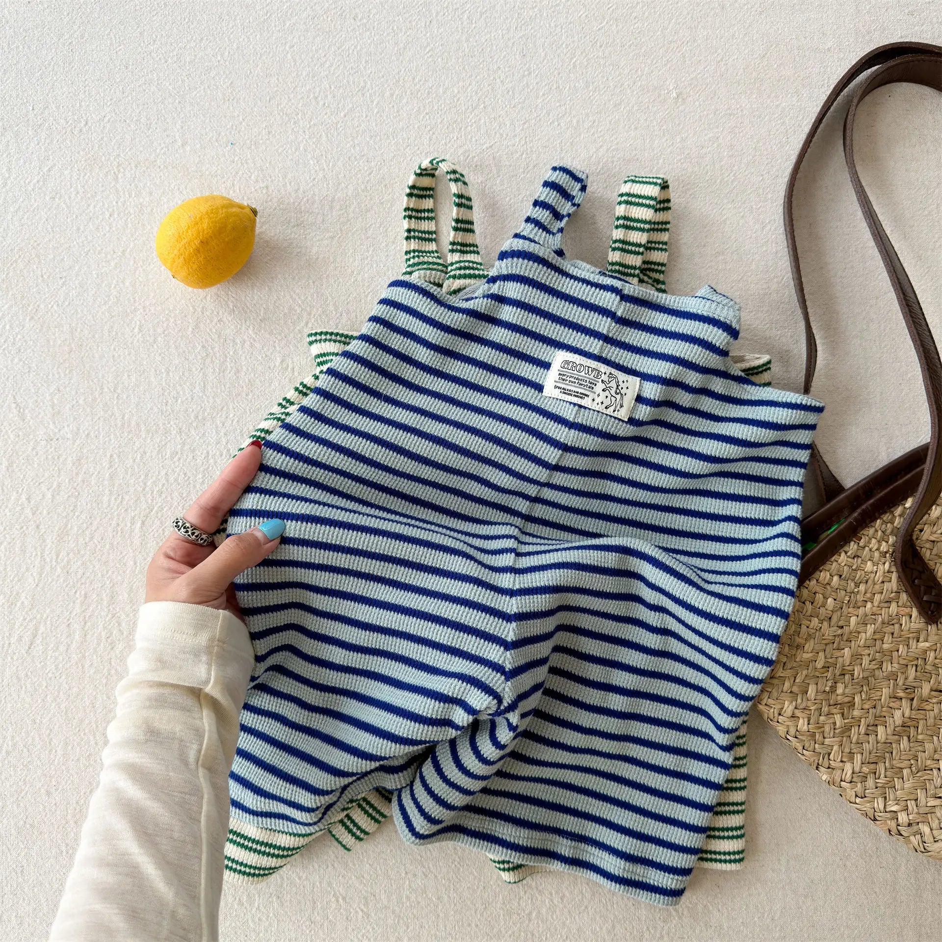 2026 Summer New Children Loose Casual Overalls Toddler Girls Sling Jumpsuit Cotton Boys Thin Striped Strap Shorts Kids Clothes