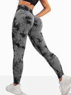 Women's Tie dye Seamless High-Waisted Yoga Pants Tummy Control Belly Band Pants Comfortable Stretchy Leggings for Women