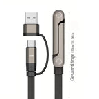 240W Quick Charge Collapsible Phone Stand 3-In-1 Data Cable With Type-C/Usb-A Connectors for iPhone 14-17 And Other Cellphone