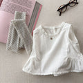 2026 Summer New Girls Sleeveless Shirts Solid Cute Baby Girl Sweet Lace Blouse Toddler Cute Thin Cotton Tops Kids Clothes