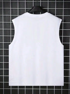 Men's Summer Leisure Sports Fitness Loose Cartoon Bear Pattern Printed Comfortable and Breathable Round Neck Sleeveless Tank Top