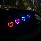 1/2pcs Solar-Powered Led Car Window Neon Lights - Heart-Shaped Rgb-Free Color-Changing Interior Wiring Free Atmosphere Light