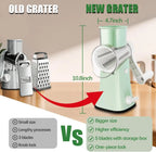 Rotary Cheese Grater, 5 in 1 Cheese Shredder with Handle, Replaceable Stainless Steel Blades, Vegetable Slicer, Easy Clean