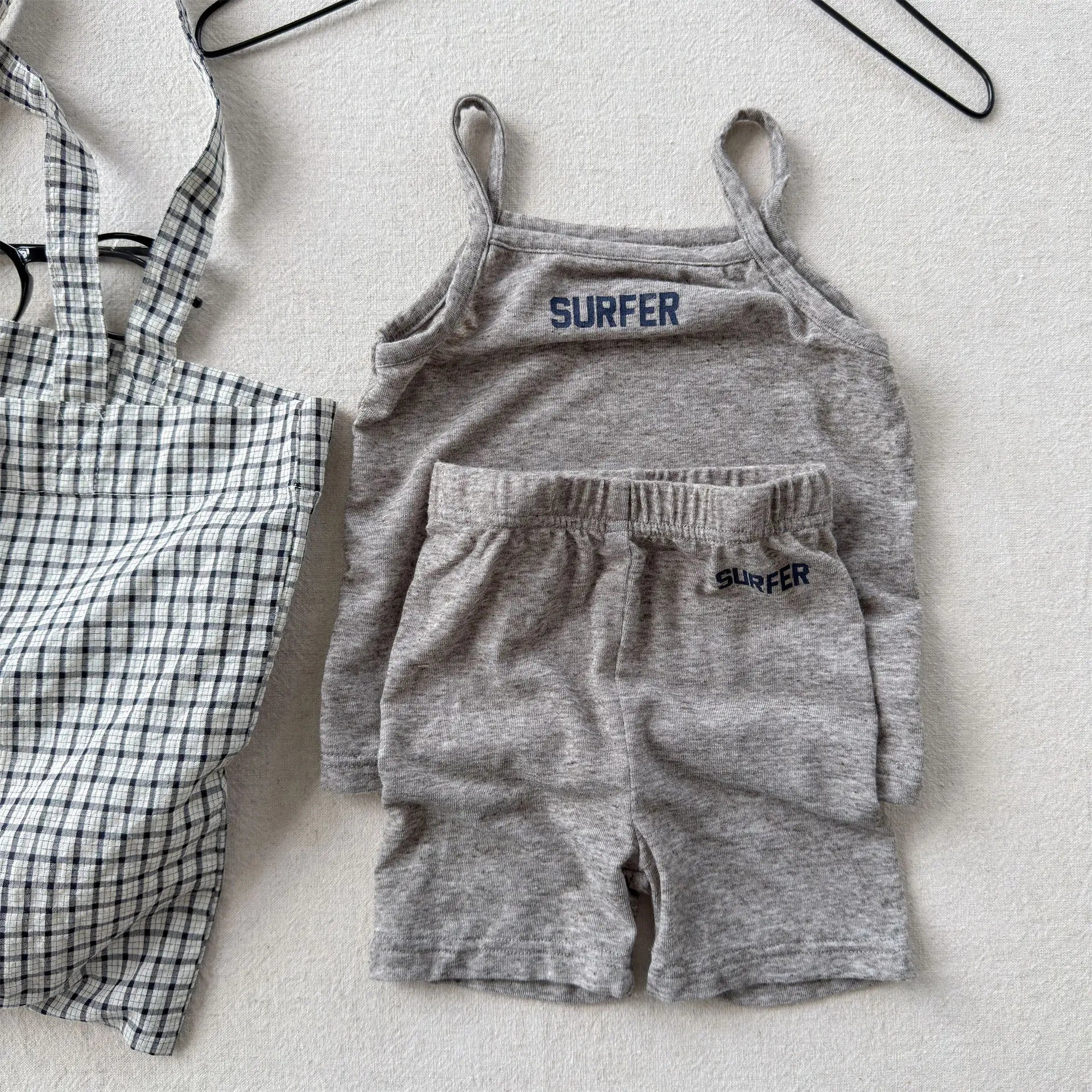 2026 Summer New Children Sleeveless Clothes Set Girls Thin Letter Print Sling Vest + Shorts 2pcs Suit Kids Cotton Outfits