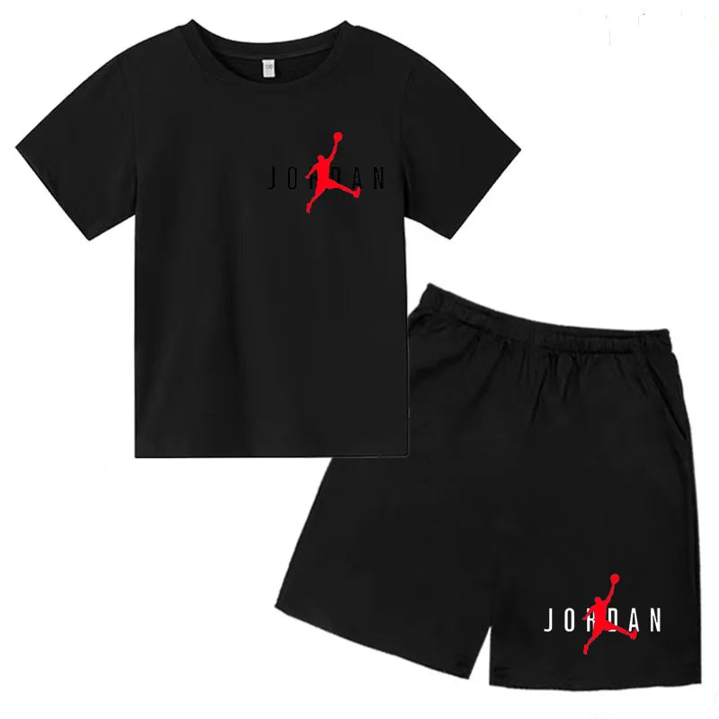 Children's Summer Sports Clothing T-shirts, Short Sleeves and Shorts for Boys and Girls Sports Outfits for Children Aged 3 to 13