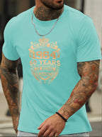 Men's summer 100% pure cotton fashionable sports casual loose fit made in 1964 print round neck short sleeved T-shirt top