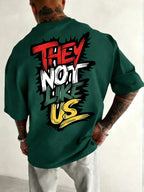 Men's 100% pure cotton fashionable casual loose THEY NOT LIKE US graffiti print round neck short sleeved T-shirt versatile top