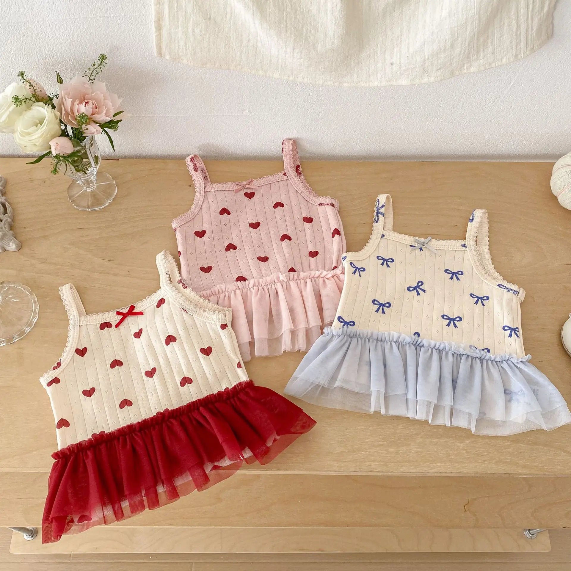 2026 Summer New Baby Sleeveless Sling Bodysuit Cute Infant Girl Heart Print Jumpsuit Cotton Toddler Sling Newborn Clothes 0-24M