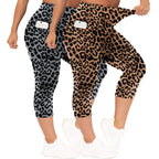 Leopard Print Yoga Pants High Waist Tummy Control Butt Lift Plus Size Fitness Running Leggings