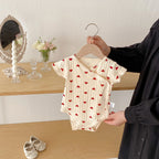 2026 Summer New Baby Sleeveless Sling Bodysuit Cute Infant Girl Heart Print Jumpsuit Cotton Toddler Sling Newborn Clothes 0-24M