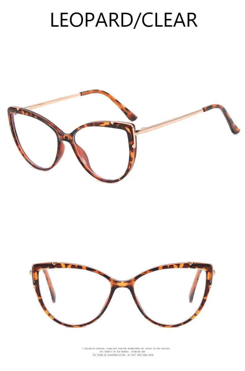 Metal Cat Eye Glasses Frame Woman Fashion TR90 Brand Designer New Trend Cateye Computer Eyewaer Gradient Color Frame Eyegalsses