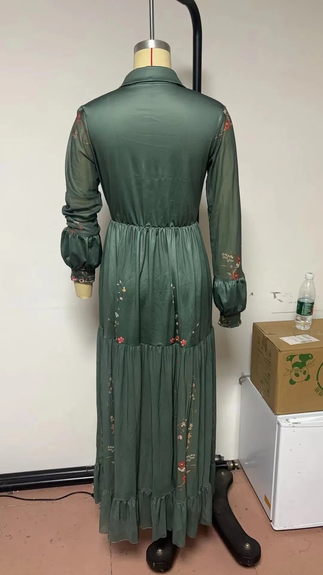 New Long Dress Spring Summer Printed Casual Fashion Loose Elegant Commuter Style Clothes Long-sleeved Mid-waist Lapel Dresses