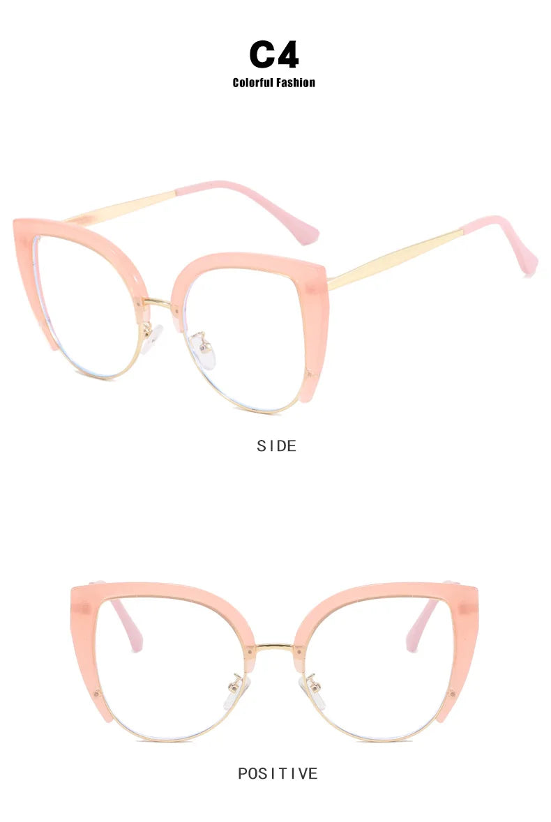 Quality Cat Eye Half Frame Oversized Frame Glasses Anti-blue Light 2023 New Glasses Frame Ins Retro Trend Fashion Glasses 2023