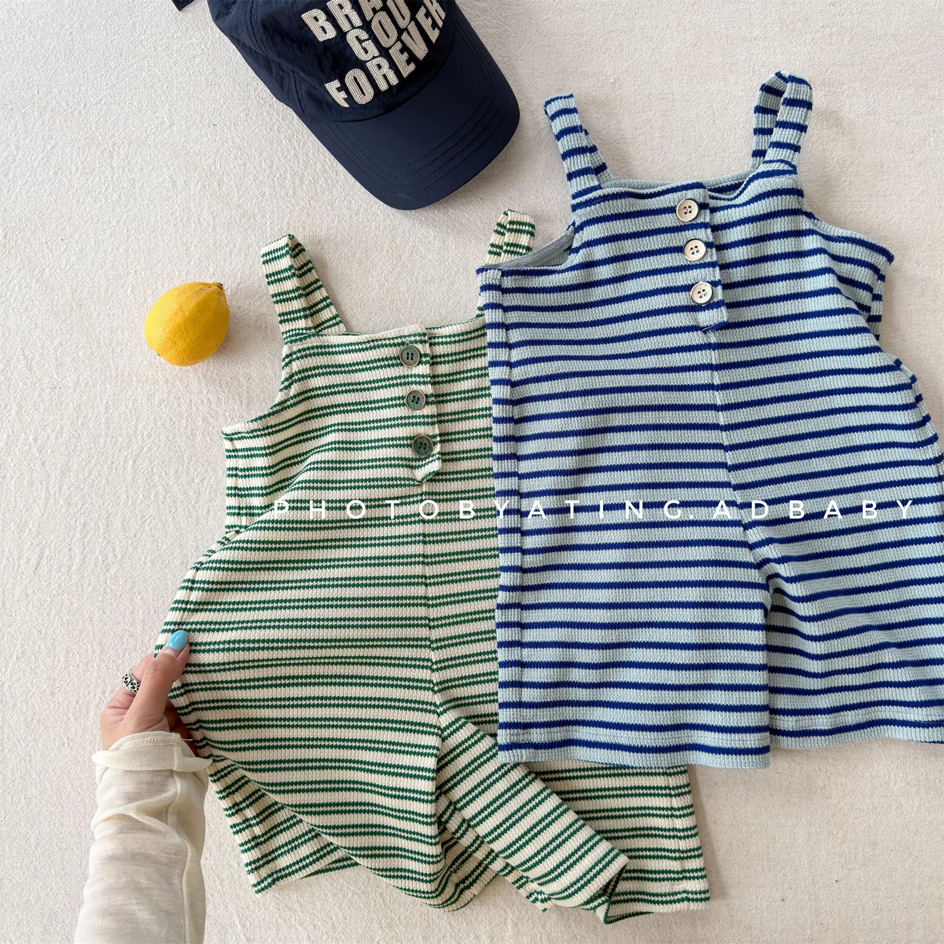 2026 Summer New Children Loose Casual Overalls Toddler Girls Sling Jumpsuit Cotton Boys Thin Striped Strap Shorts Kids Clothes