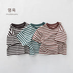 2026 Summer New Children Short Sleeve T Shirts Boys Casual Striped Tee Toddler Girls Cotton Loose Tops Kids Clothes