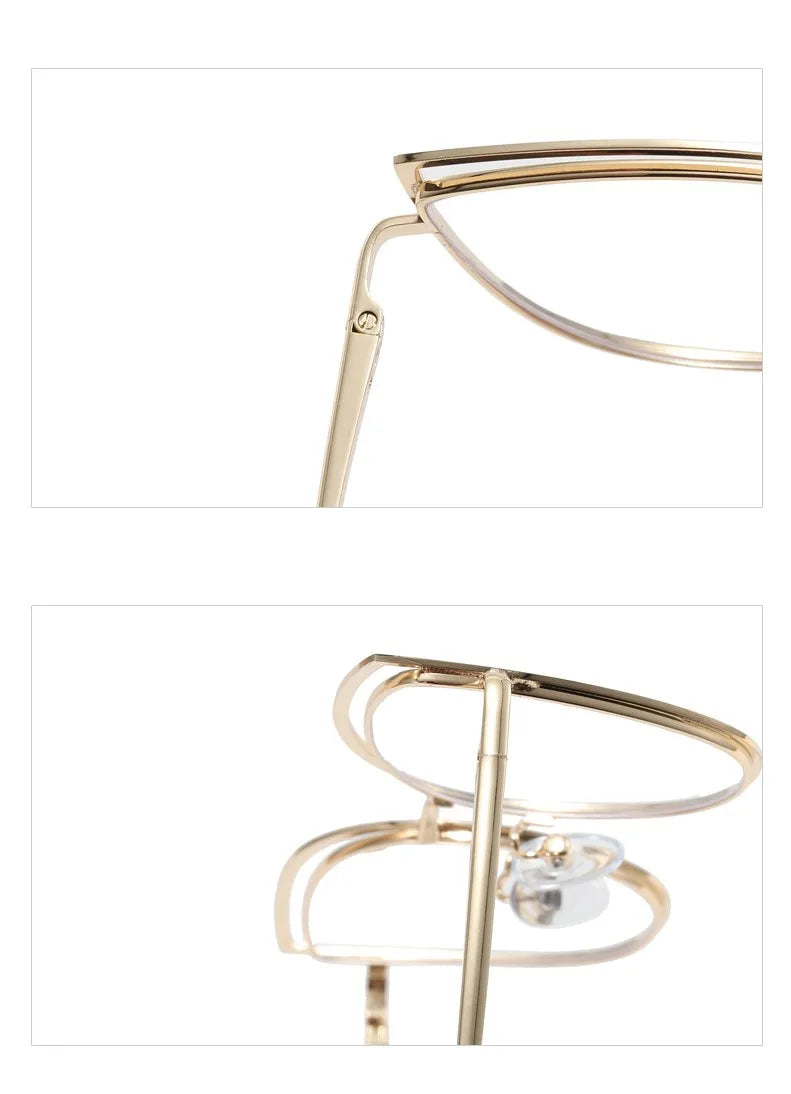 2023 Luxury Metal Women Cat Eye Optical Glasses Frame for Women Clear Fashion Transparent Fashion Computer Hollow Eyeglasses