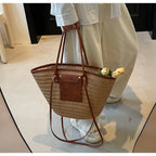 Handmade Beach Vacation Straw Woven Bag For Women Single-Shoulder Summer Straw Beach Bags Shopper Baskets Bohemian Large Tote Ba