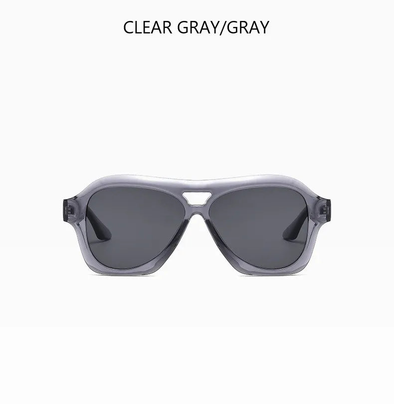Retro Double Beam Large Frame Sunglasses for Women New Retro Fashion Brand Square Sun Glasses Eyeglasses Men Lentes De Sol Mujer
