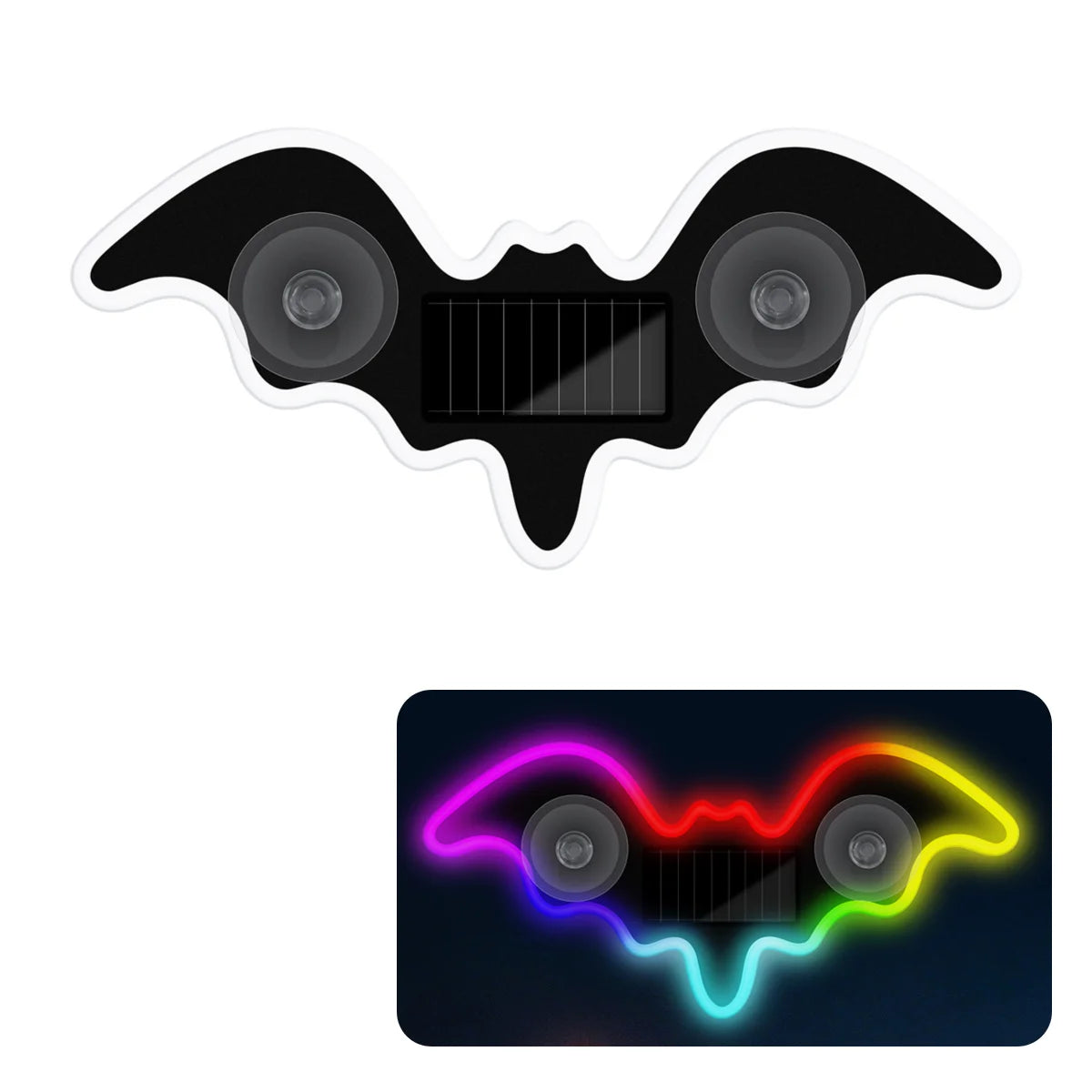 1/2pcs Cool Bat Solar Powered Car Neon Light Wireless Led Ambient Light Suction Cup USB Rechargeable Atmosphere Breathing Lamp