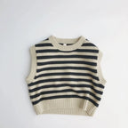 Autumn Baby Boys Striped Sweater Vest Children Cotton Cashmere Pullovers Waistcoat Kids Clothes Toddler Girls Sleeveless Sweater