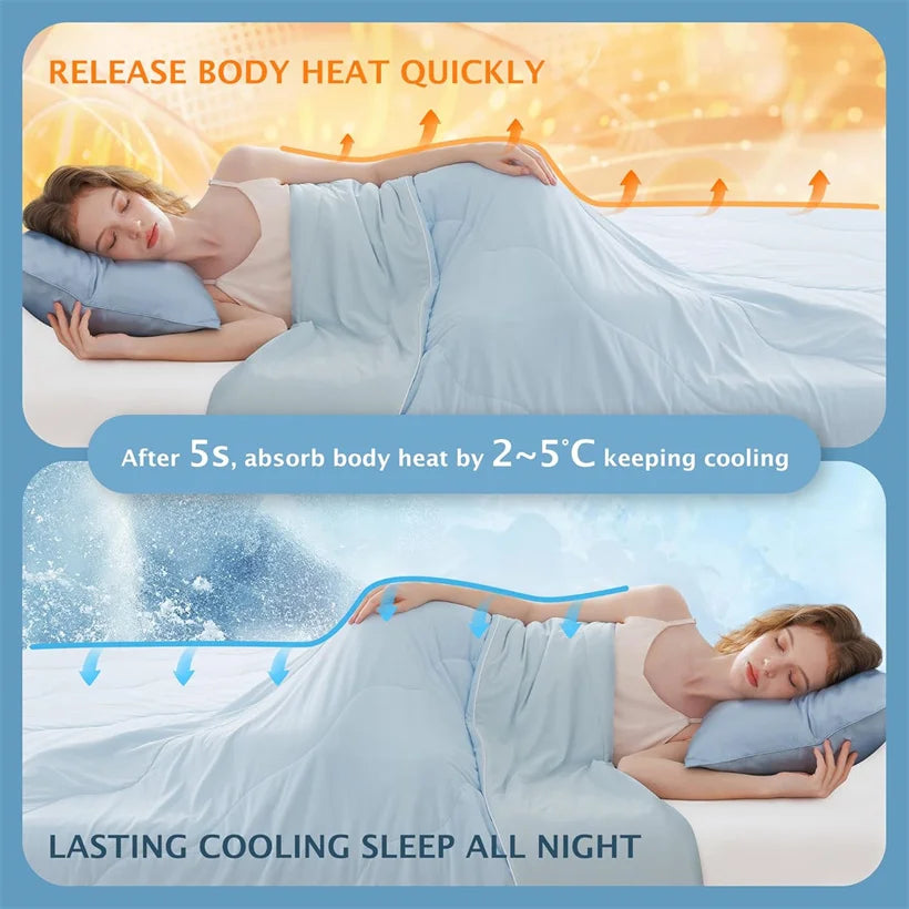 Cooling Blanket for Summer Duvet Cooling Blankets for Hot Sleeper Skin-friendly Comforter Soft Breathable Cool Quilt Durable