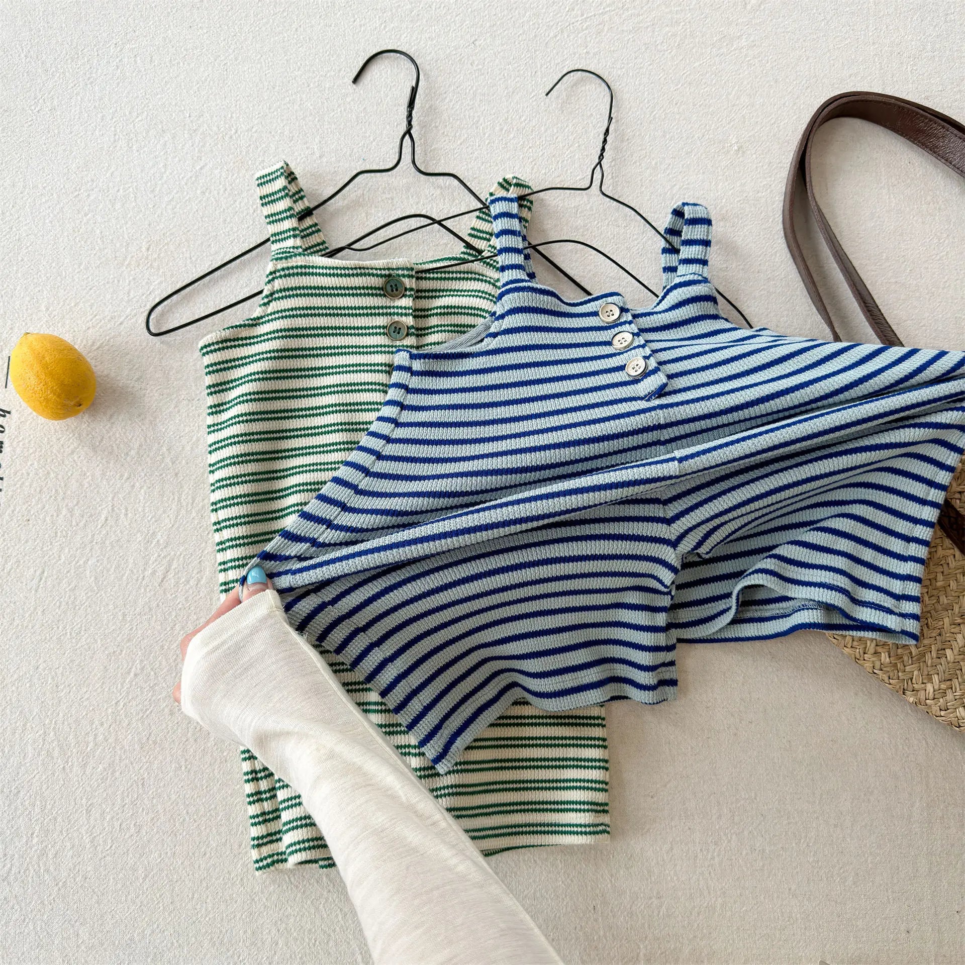 2026 Summer New Children Loose Casual Overalls Toddler Girls Sling Jumpsuit Cotton Boys Thin Striped Strap Shorts Kids Clothes