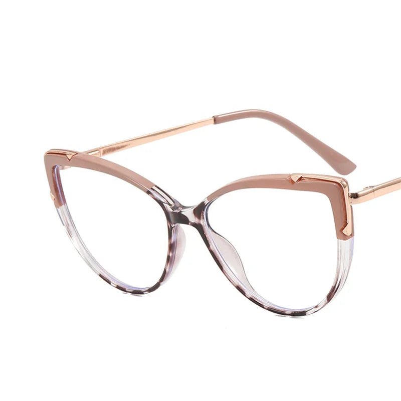 Metal Cat Eye Glasses Frame Woman Fashion TR90 Brand Designer New Trend Cateye Computer Eyewaer Gradient Color Frame Eyegalsses