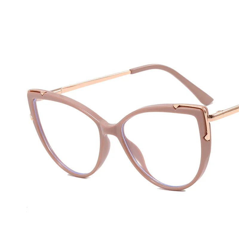 Metal Cat Eye Glasses Frame Woman Fashion TR90 Brand Designer New Trend Cateye Computer Eyewaer Gradient Color Frame Eyegalsses