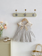 2026 Summer New Girls Preppy Style Striped Vest Dress Cotton Baby Girl Sailor Collar Sleeveless Dress Infant Toddler Clothes