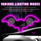 Bat-shaped Universal Solar Power Atmosphere Light Dynamic Gradient LED Fit Car Interior Ambient Light Decoration Accessory RGB